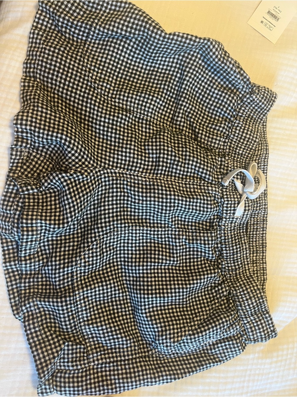 Quince Black and White Gingham Drawstring Women’s Shorts
